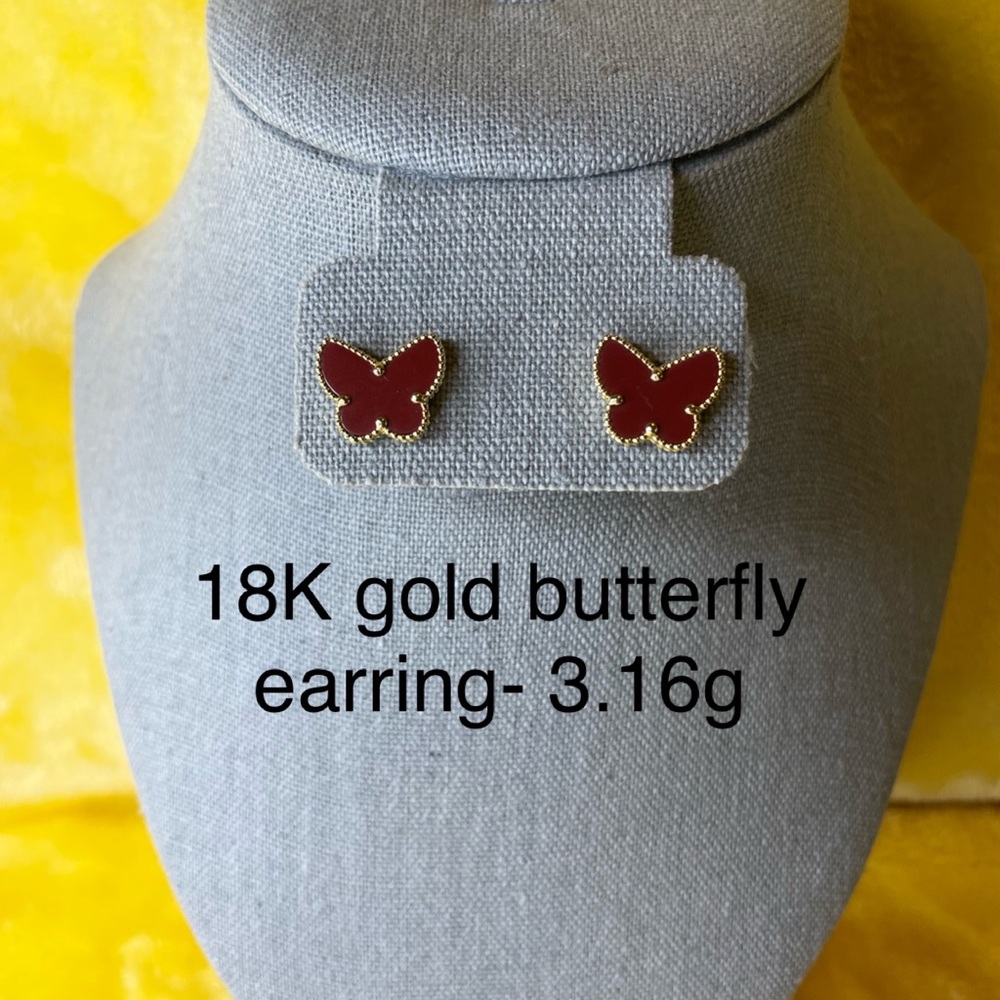 18K real Gold butterfly earring
